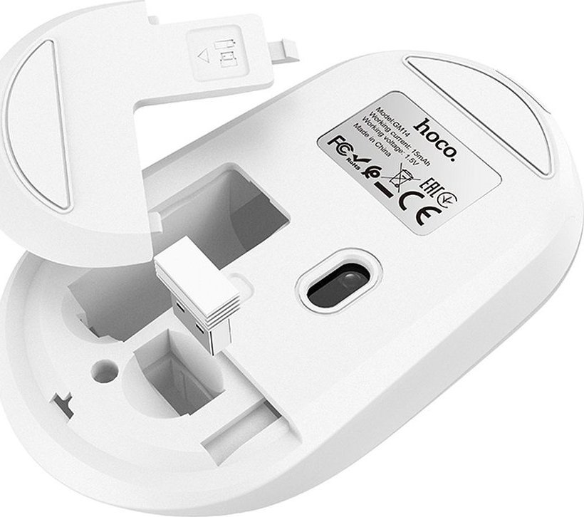 Maus wireless Hoco GM14, me marrës 2.4G, i bardhë