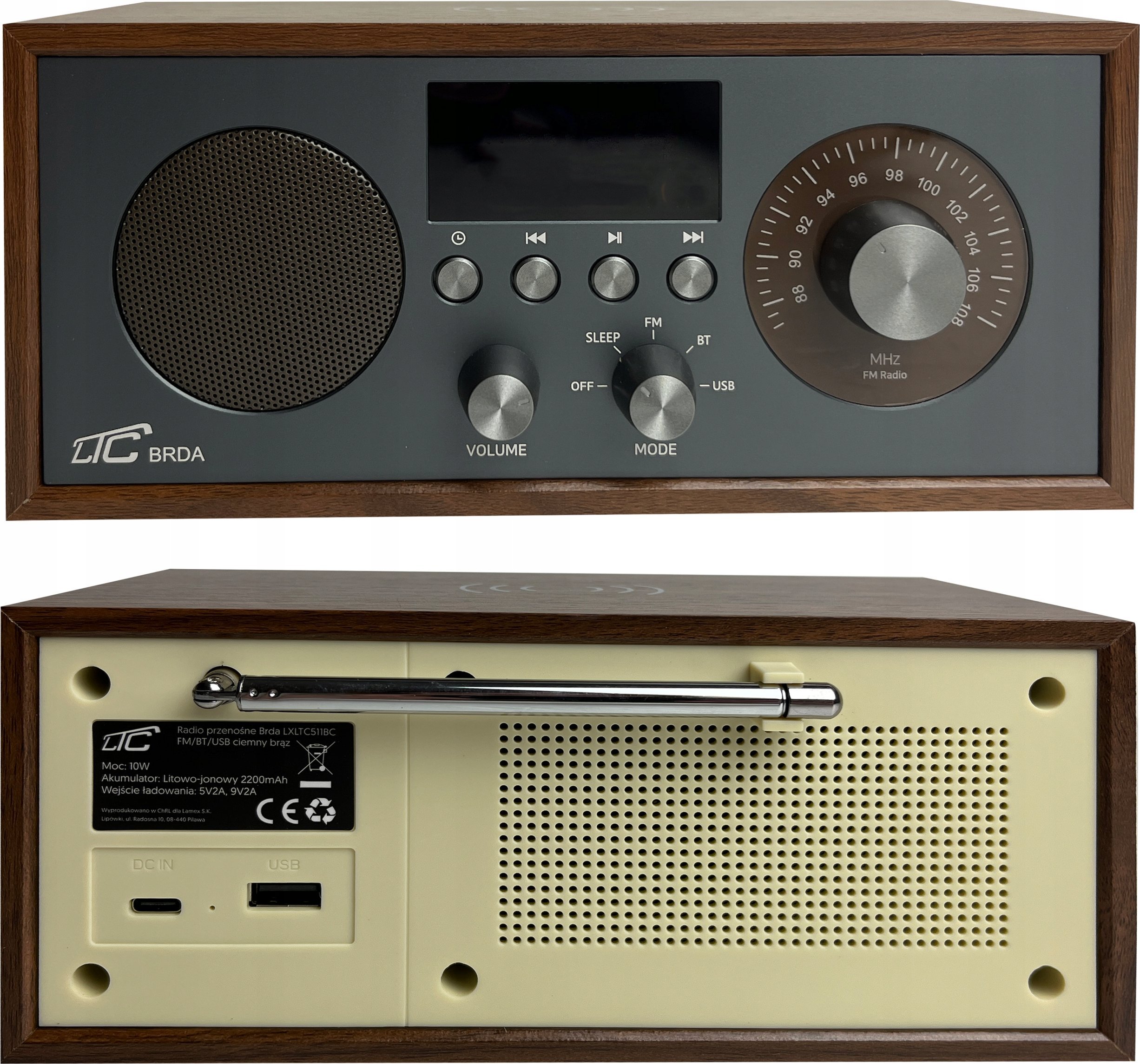 Radio Bluetooth LXLTC511BC, 10W, karikim wireless, kafe e errët grafit