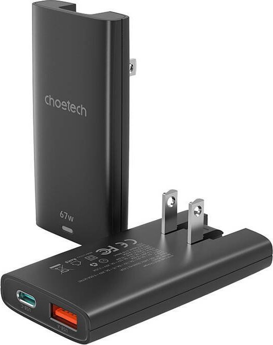 Karikues muror Choetech PD6011, 65W GaN, USB C dhe USB A, i zi