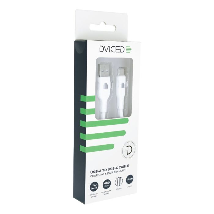 Dviced Cable USB-A To USB-C Silicone 1,25M, White