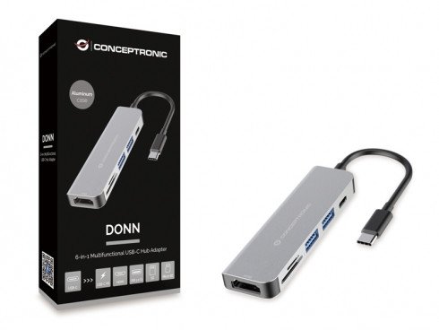 Dock USB C Conceptronic, HDMI, 2x USB A, SD TF, 100W PD, gri
