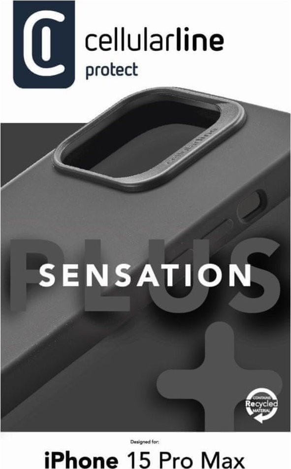Mbrojtëse telefoni Cellularline Sensation për iPhone 15 Pro Max, silikoni, soft touch, e zezë