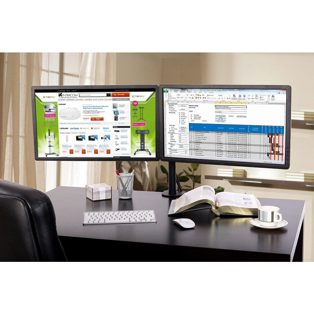 Mbajtëse tavoline për monitor Techly, 13"-27", VESA 100x100, e zezë