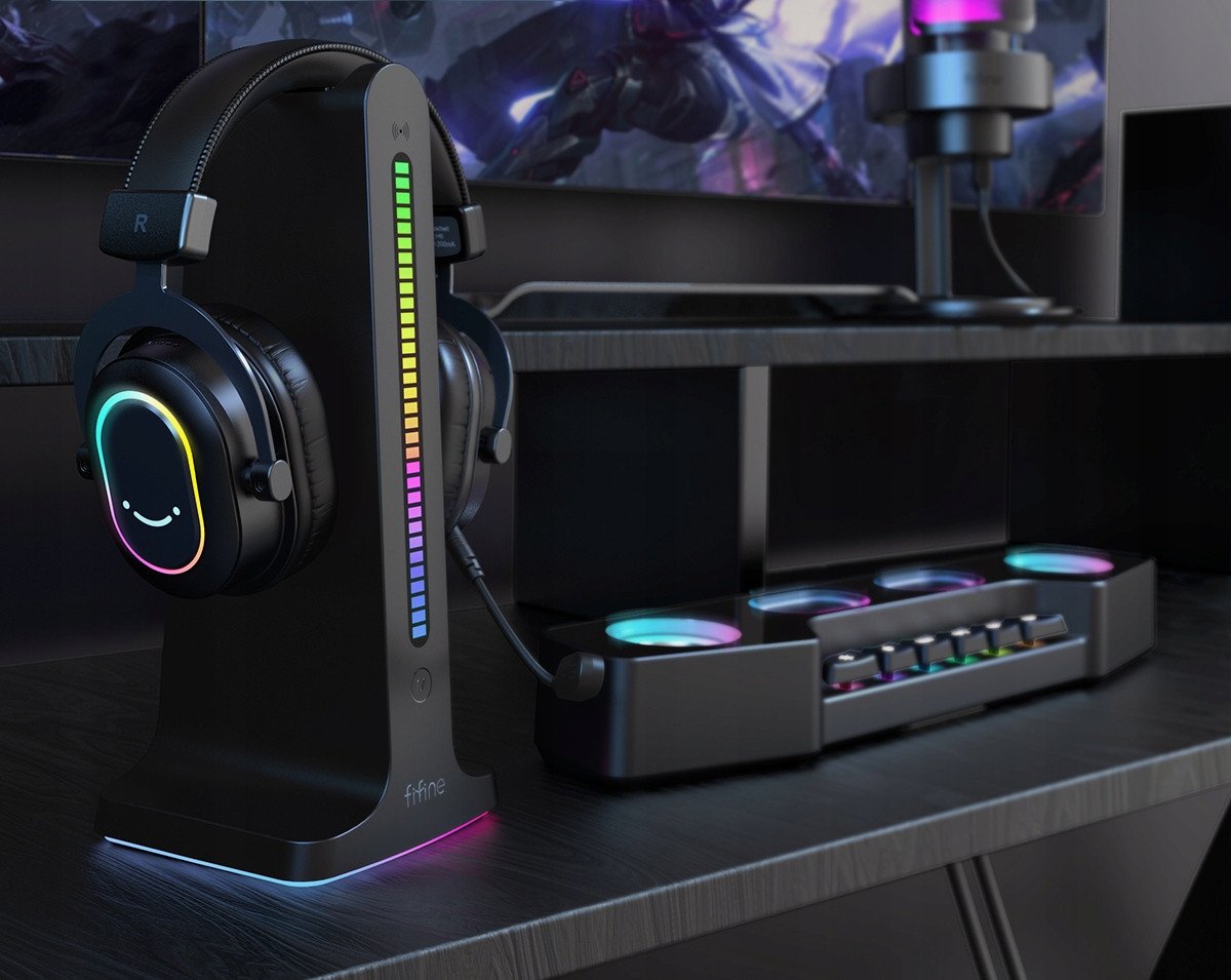 Kufje gaming Fifine H6 AmpliGame, 7.1 surround, USB, me RGB, të zeza