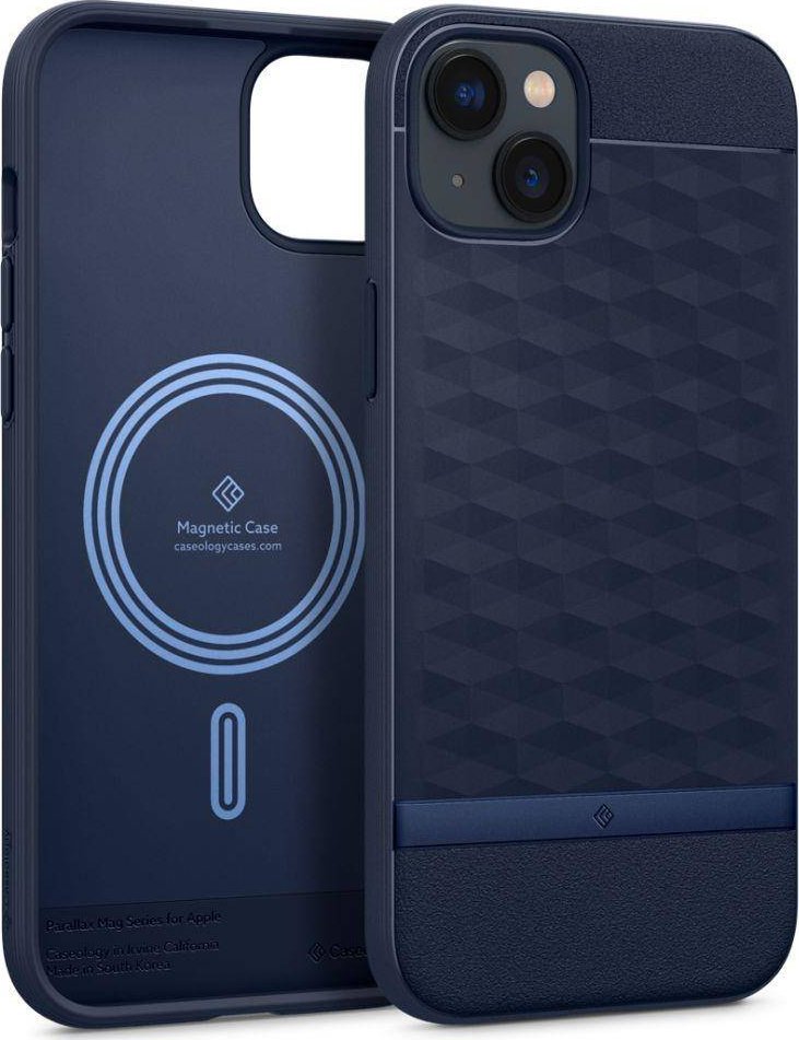 Mbulesë telefoni Spigen Caseology Parallax MAG për iPhone 14 Plus 6.7", MagSafe, blu navy