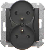 Prizë dyshe me tokëzim Kontakt-Simon Simon 54, 16A 250V, me roleta mbrojtëse, e zezë mat