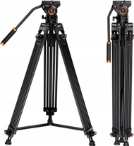 Tripod profesional për video K&amp;F Concept KF09.121, 84 184cm, kokë fluide 360°, i zi