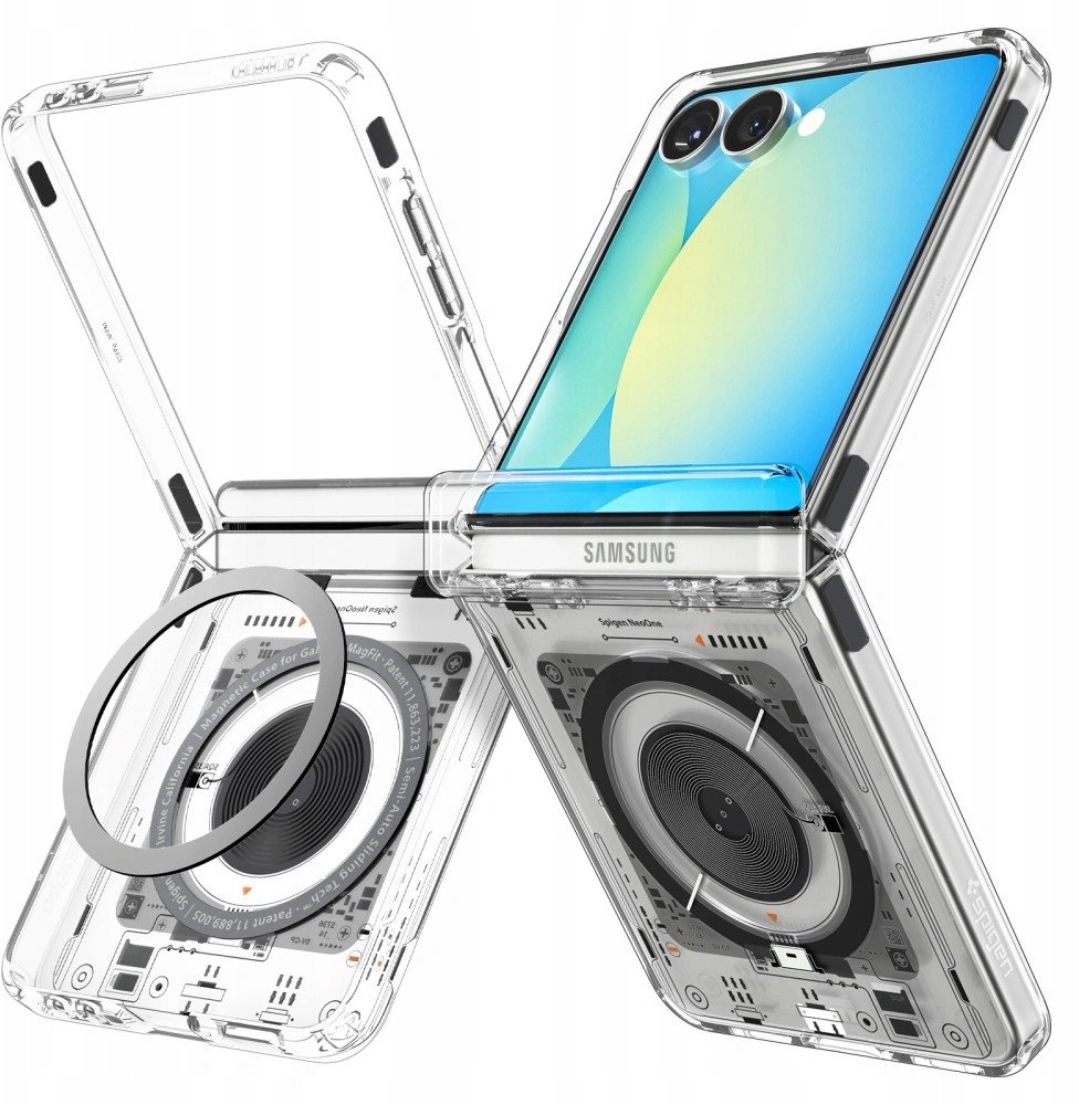 Këllëf telefoni Spigen Ultra Hybrid Pro MagFit për Galaxy Z Flip 7, me mbrojtje të menteshës, me magnet Qi2.1, transparent Neo One
