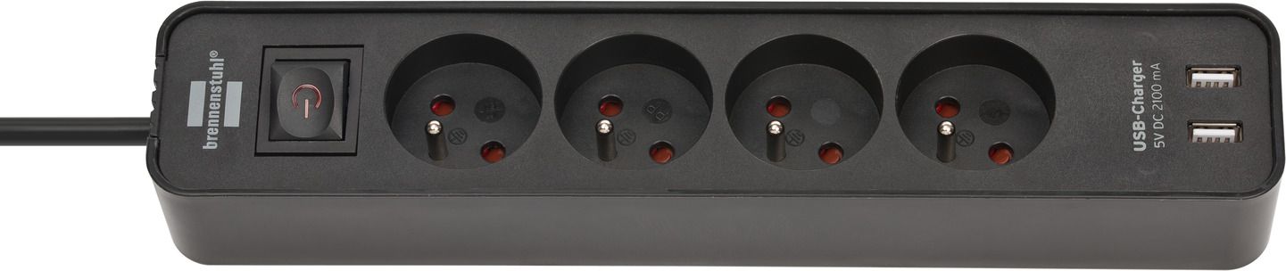 Kabllo zgjatëse Brennenstuhl Ecolor (1153244006), 4 priza, 1.5m, e zezë