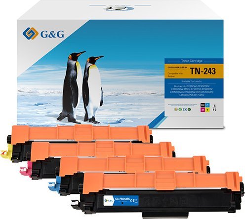 Сет тонери Г&amp;G TN-243CMYK, комплет CMYK, заменски за Brother TN243, повеќебоен