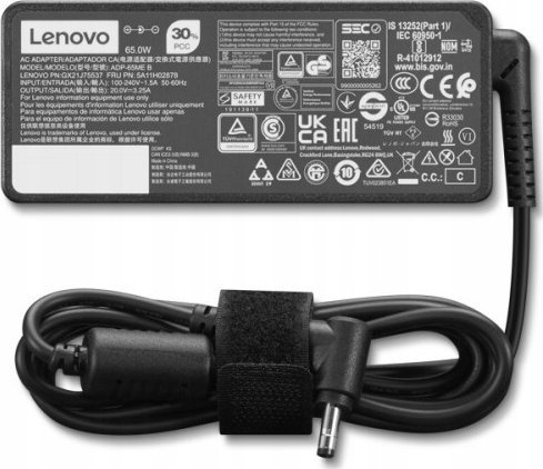 Adapter karikues Lenovo AC 65W, lidhje rrethore, i zi