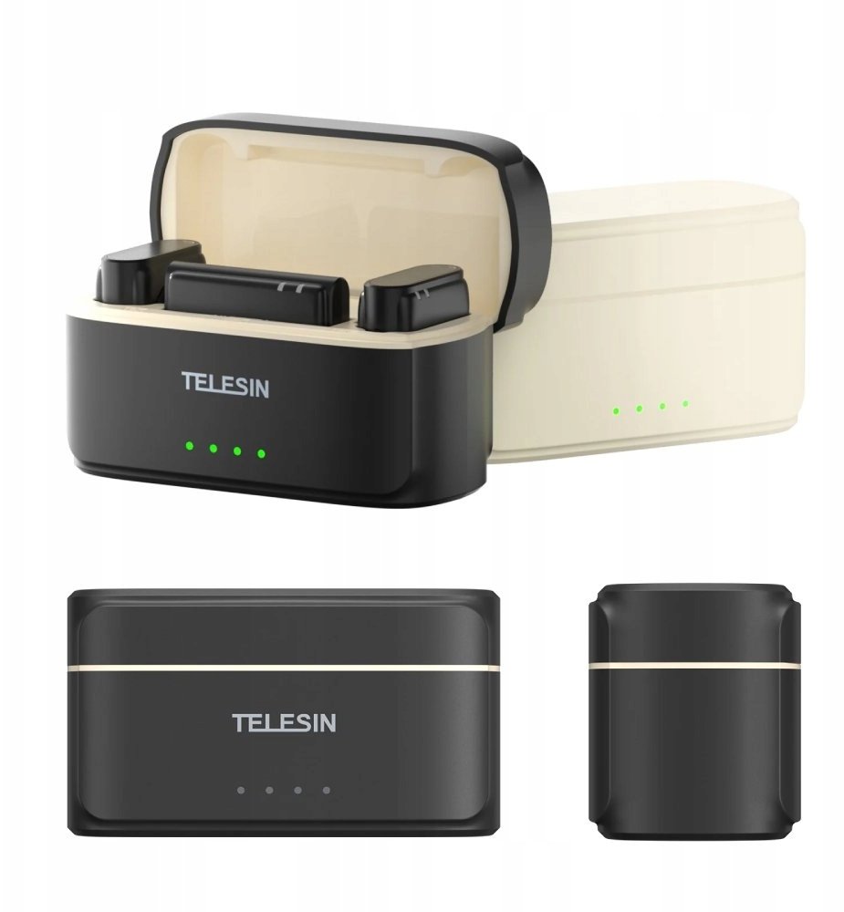 Безжичен микрофон TELESIN Wireless Lavalier Button, домет 200m, намалување на шум, црн