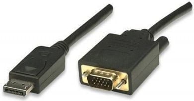 Adapter video Techly ICOC-DSP-V-018, DisplayPort në VGA, 1.8 m, i zi