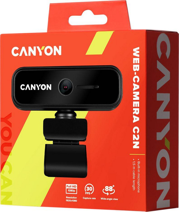 Webkamera Canyon C2N, 2MP, Full HD 1080p, USB 2.0, e zezë