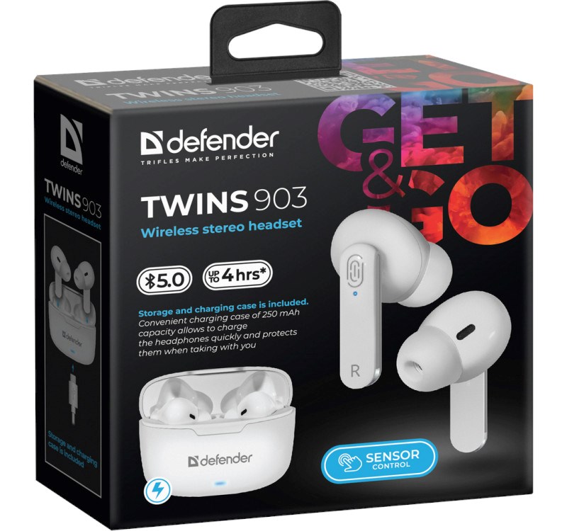 Dëgjuese Defender TWINS 903, Wireless, të bardha