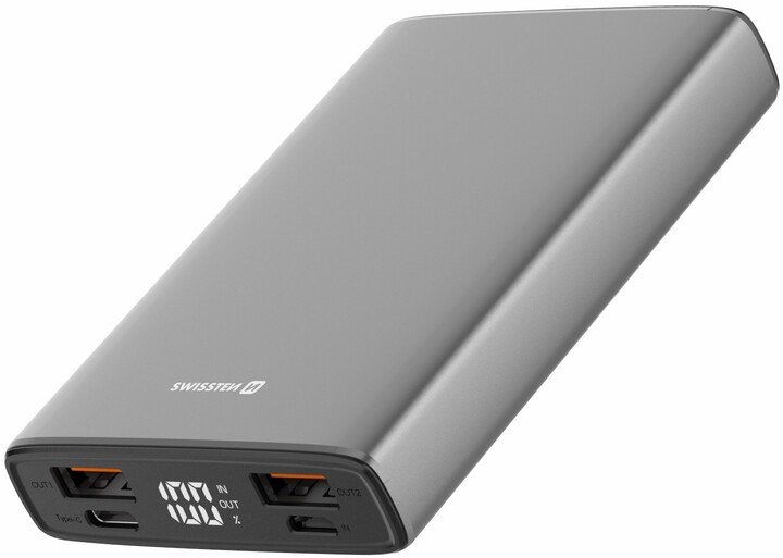 Powerbank SWISSTEN 2x USB-A, USB-C, PD & QC, 20W, 10000mAh, gri