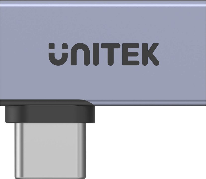 Adapter USB4 UNITEK A1040GY, Type C mashkull në femër 90°, 40Gbps, PD 240W, gri