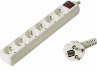 Kabllo zgjatëse PremiumCord 6x priza, 2m, e bardhë