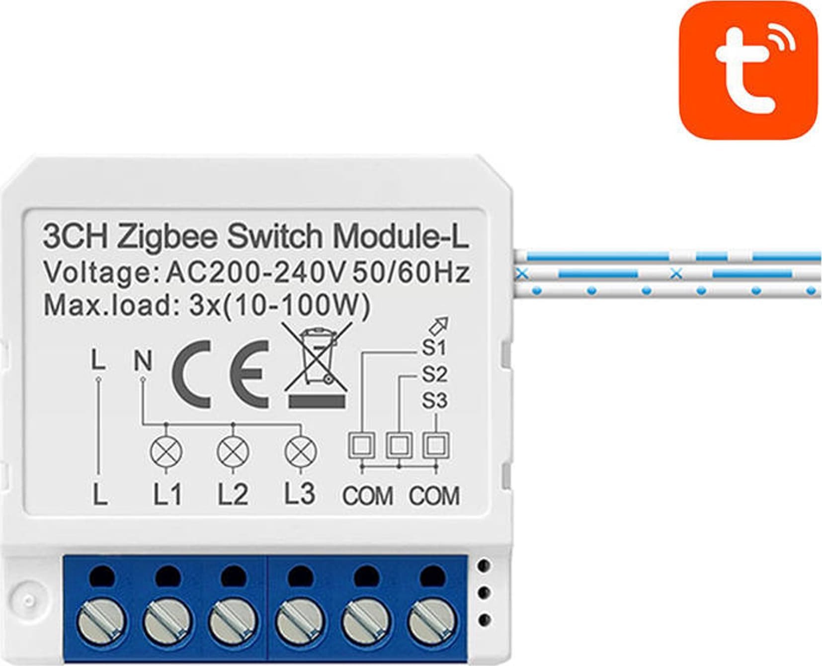 Ndërprerës inteligjent ZigBee Avatto LZWSM16-W3, 3 kanale, pa tel neutral, i bardhë