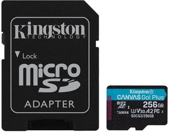 Kartë memorie Kingston Micro SDXC Canvas Go! Plus, 256GB, 170MB/s, UHS-I U3 + përshtatës SD