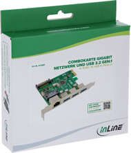 Kartичка мрежна и USB InLine Combo Card, PCIe x1, 1x RJ45 Gigabit, 3x USB 3.2 Gen1