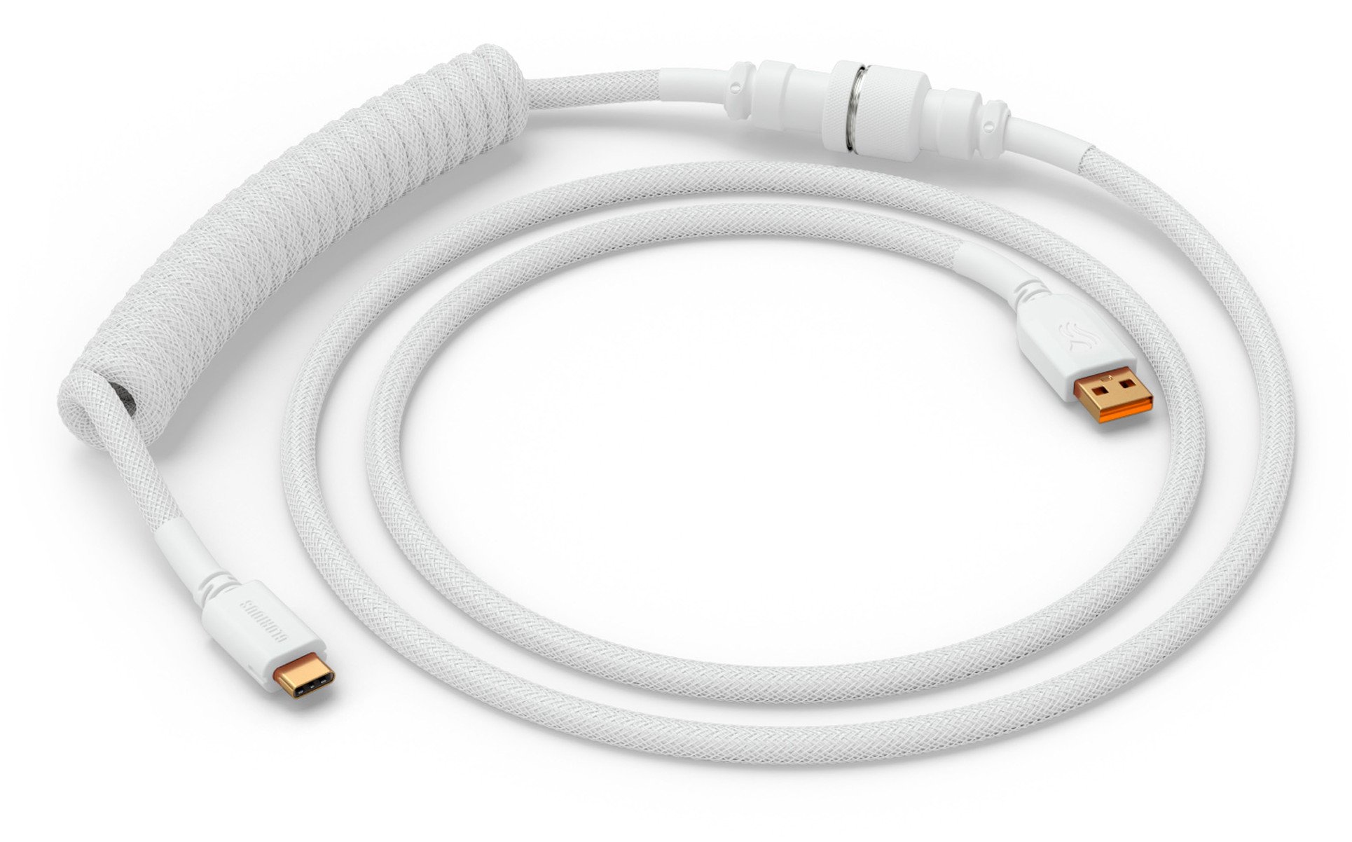 Kabllo tastiere Glorious Coiled USB C Artisan Braided, aviator 5 pin, Ghost White