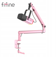 Mikrofon dinamik Fifine AmpliGame TAM8, USB XLR, me tripod, rozë