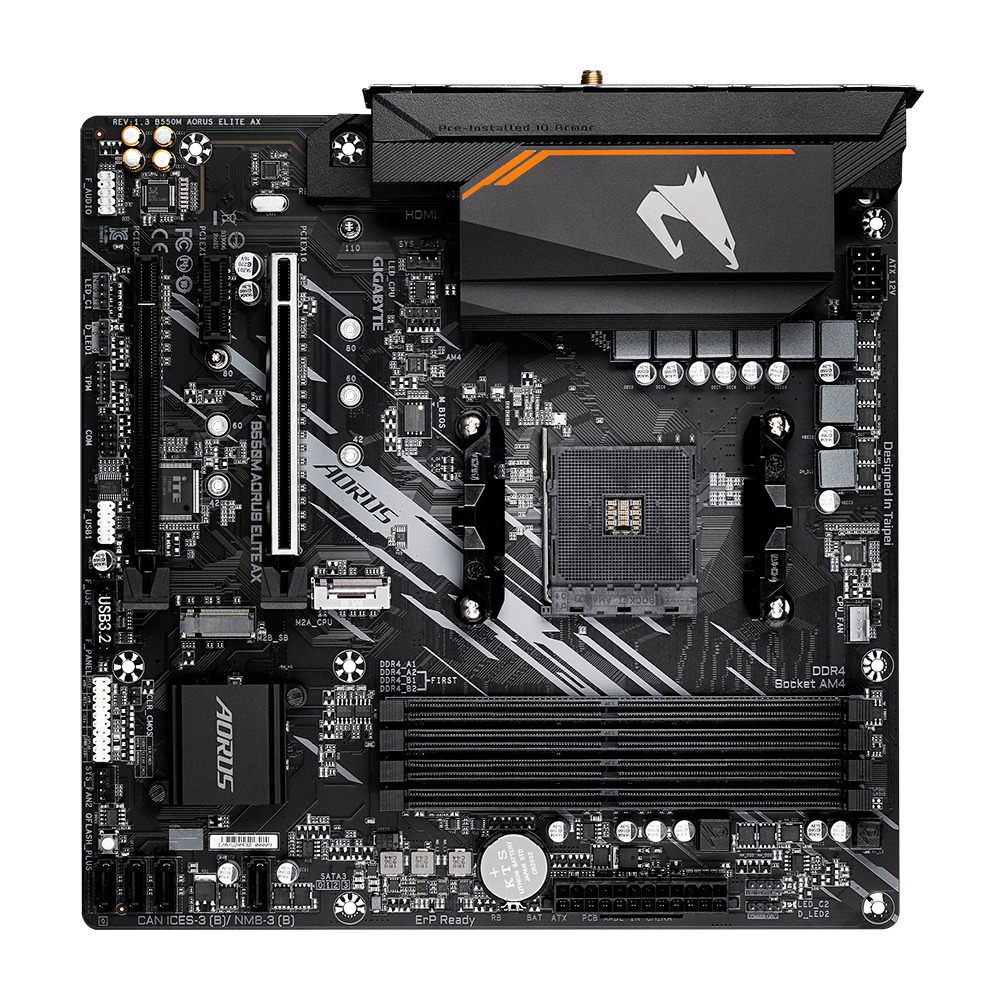 Матична плоча GIGABYTE B550M AORUS ELITE AX, AMD B550, Wi-Fi 6E, DDR4, Micro ATX