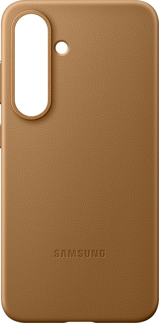 Mbështjellëse Samsung Kindsuit Faux Leather për Galaxy S25, lëkurë artificiale, ngjyrë camel