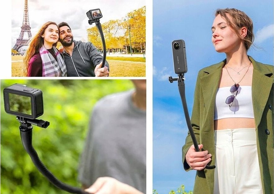 Флексибилна држачка за акциона камера TELESIN Mini, октопод статив со клипса, за GoPro Insta360 DJI Action и телефон