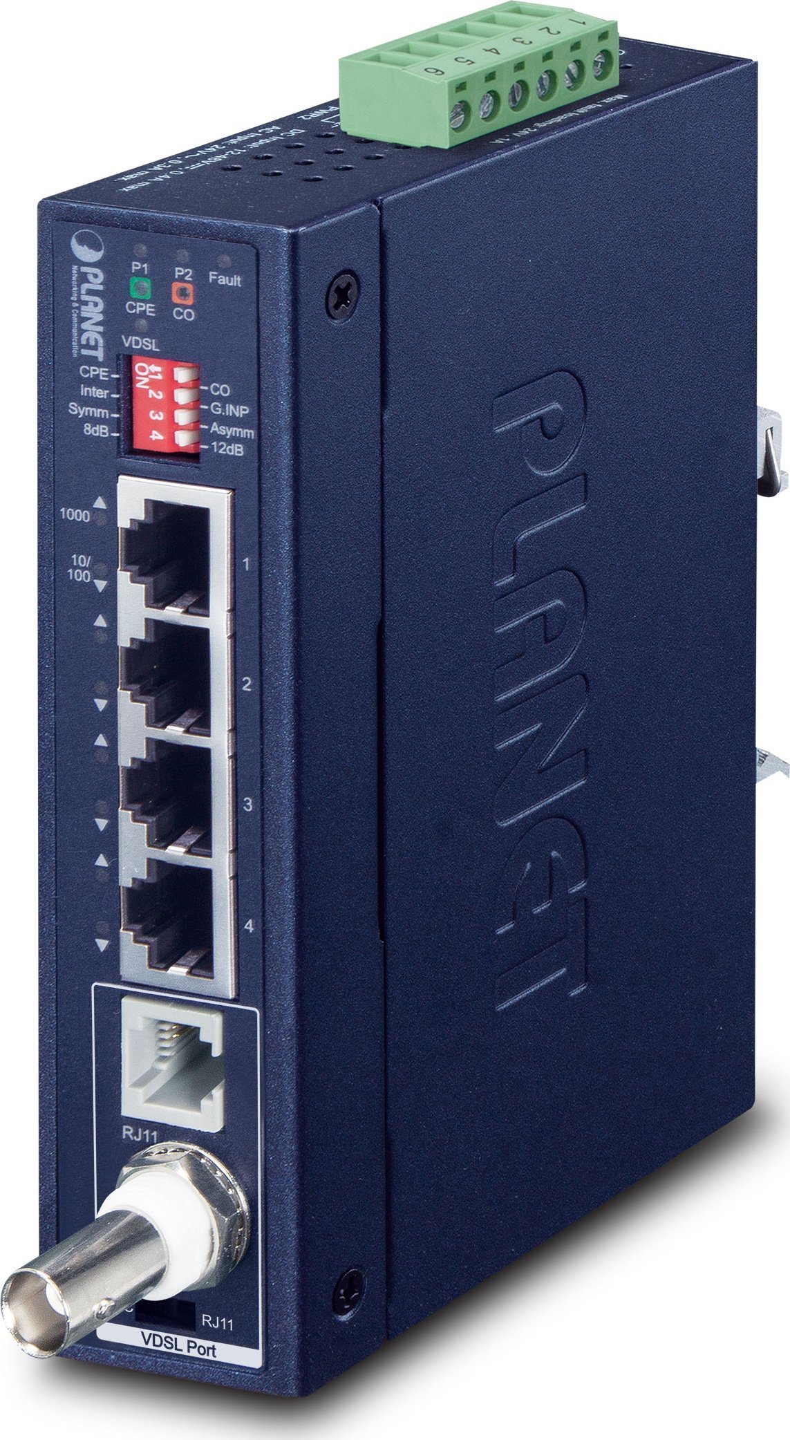 Extender rrjeti PLANET IP30, Gigabit Ethernet, industrial, metalik