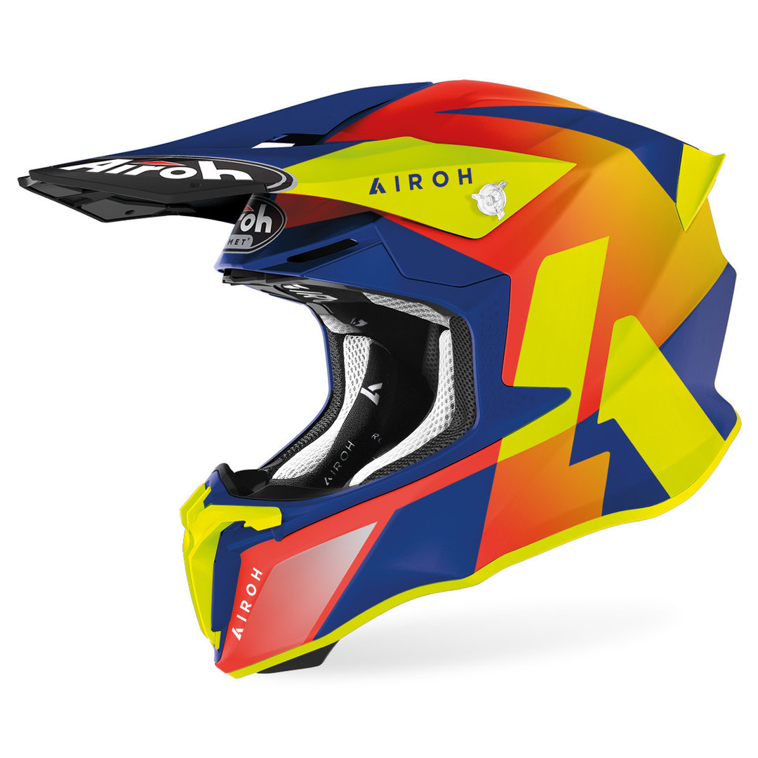 Helmetë motocross Airoh Twist 2.0 Lift, madhësia XS, kuqe blu verdhë