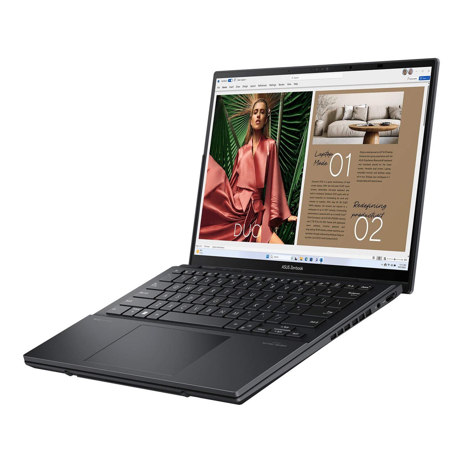 Laptop ASUS Zenbook Duo 14″ OLED (UX8406CA), Intel Core Ultra 7 255H, 32 GB RAM, 1 TB SSD, i hirtë