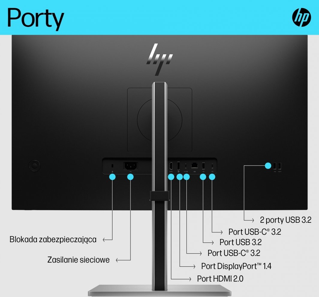Monitor HP E27K G5, 27", 4K, USB-C 65W, i zi