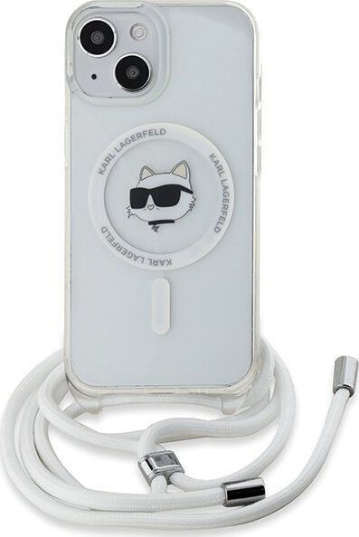 Kavanoz mbrojtës Karl Lagerfeld IML Crossbody Choupette Head MagSafe, për iPhone 15, transparent