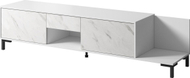 Kredencë TV Cama Meble Marmo 2D1S1K, 195x40x47.5 cm, PAL, e bardhë mat me mermer të bardhë