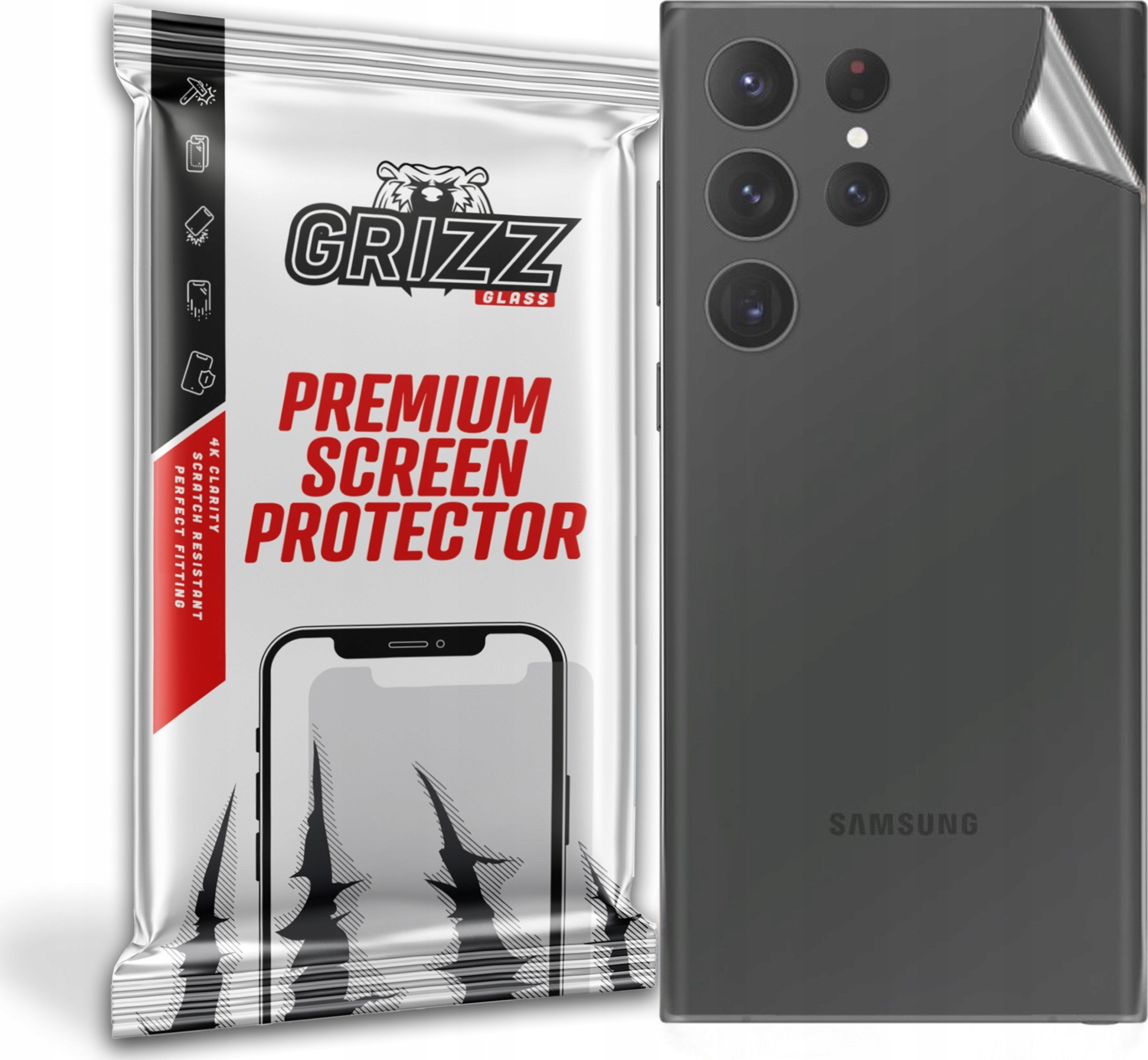 Folie mbrojtëse e pasme GrizzGlass SatinSkin për Samsung Galaxy S23 Ultra, fleksibile, përfundim satinë