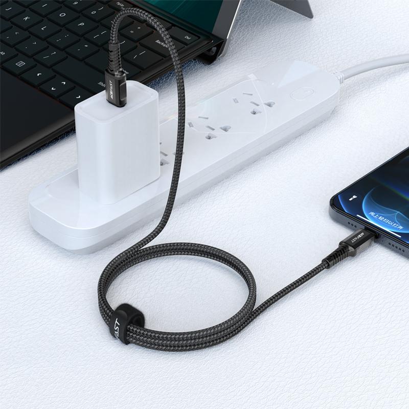 Kabllo karikimi Acefast USB C në Lightning, 1.2m, Power Delivery 30W, e zezë