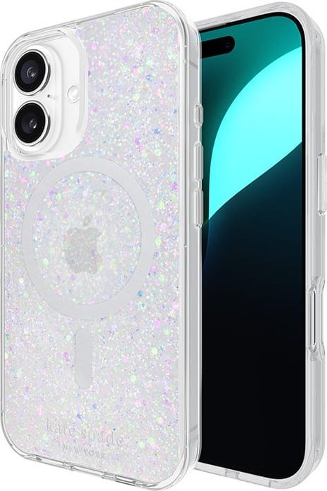 Mbrojtëse telefoni Kate Spade New York Chunky Glitter MagSafe, për iPhone 16, transparente me shkëlqim