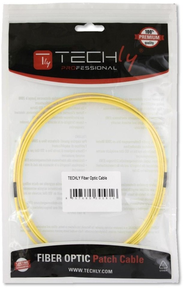 Kabllo optike Techly ILWL D9 ST LC, singlemode OS2, 3m, e verdhë