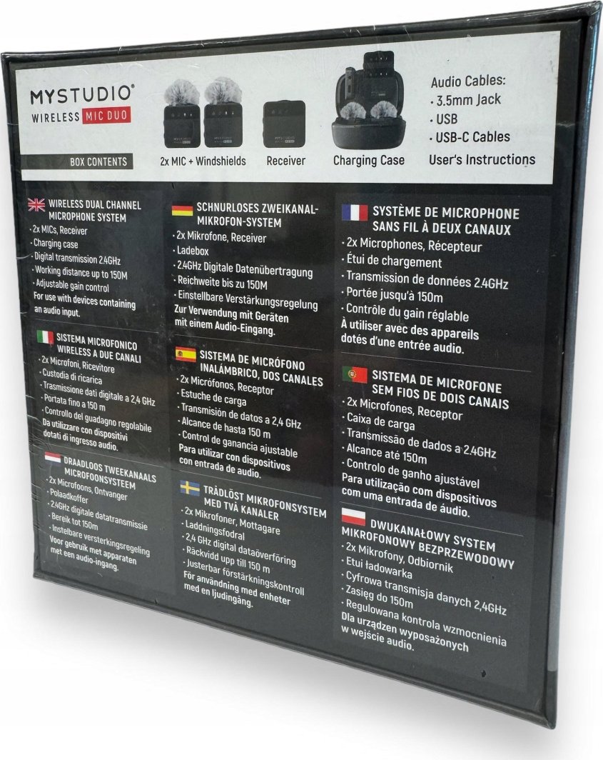 Mikrofon wireless Easypix MyStudio Mic Duo, 2 kanale, set me 2 lavalierë, i zi