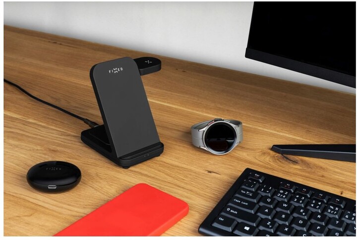 Stacion karikimi FIXED Powerstation për Samsung 15W+5W+2.5W, i zi