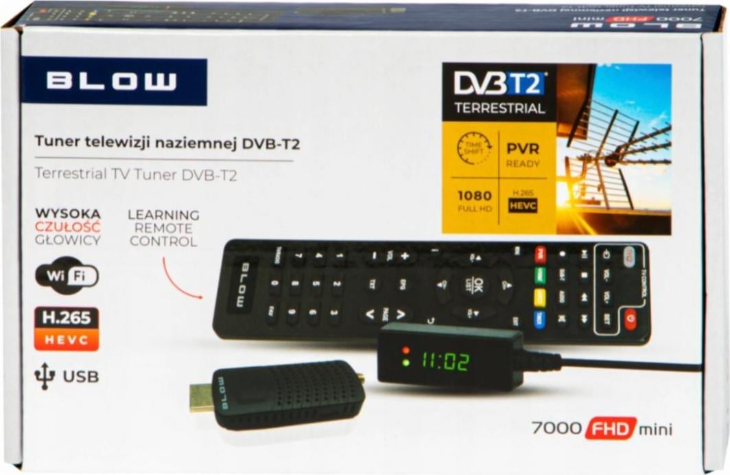 Dekoder tokësor Blow 7000FHD Mini, DVB T2 HEVC, Full HD, i zi