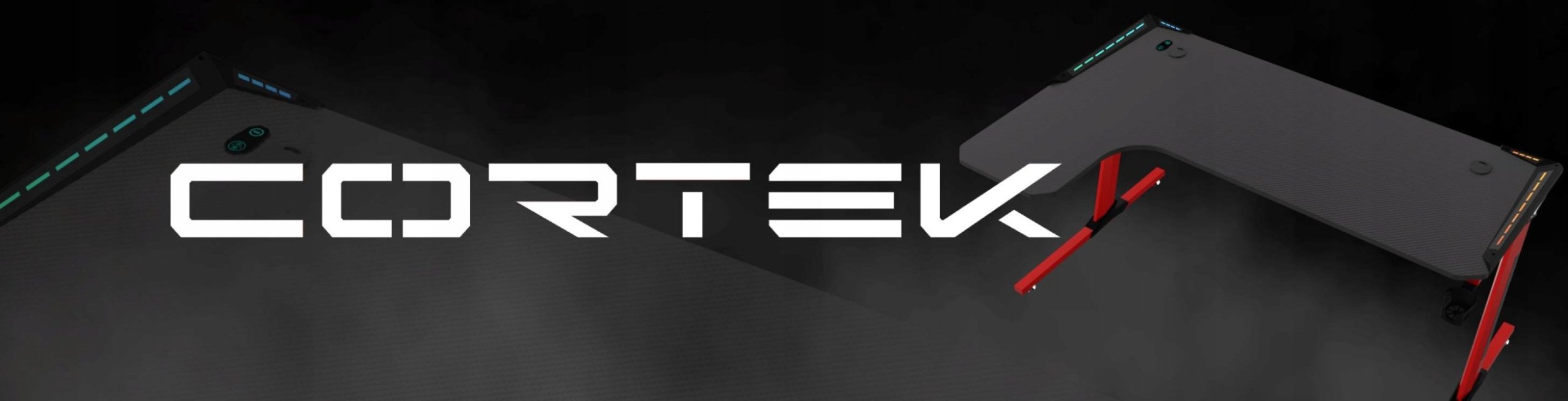 Tavolinë gaming Cortek Sky L-Shape, e madhe, me shtresë mbrojtëse, e zezë