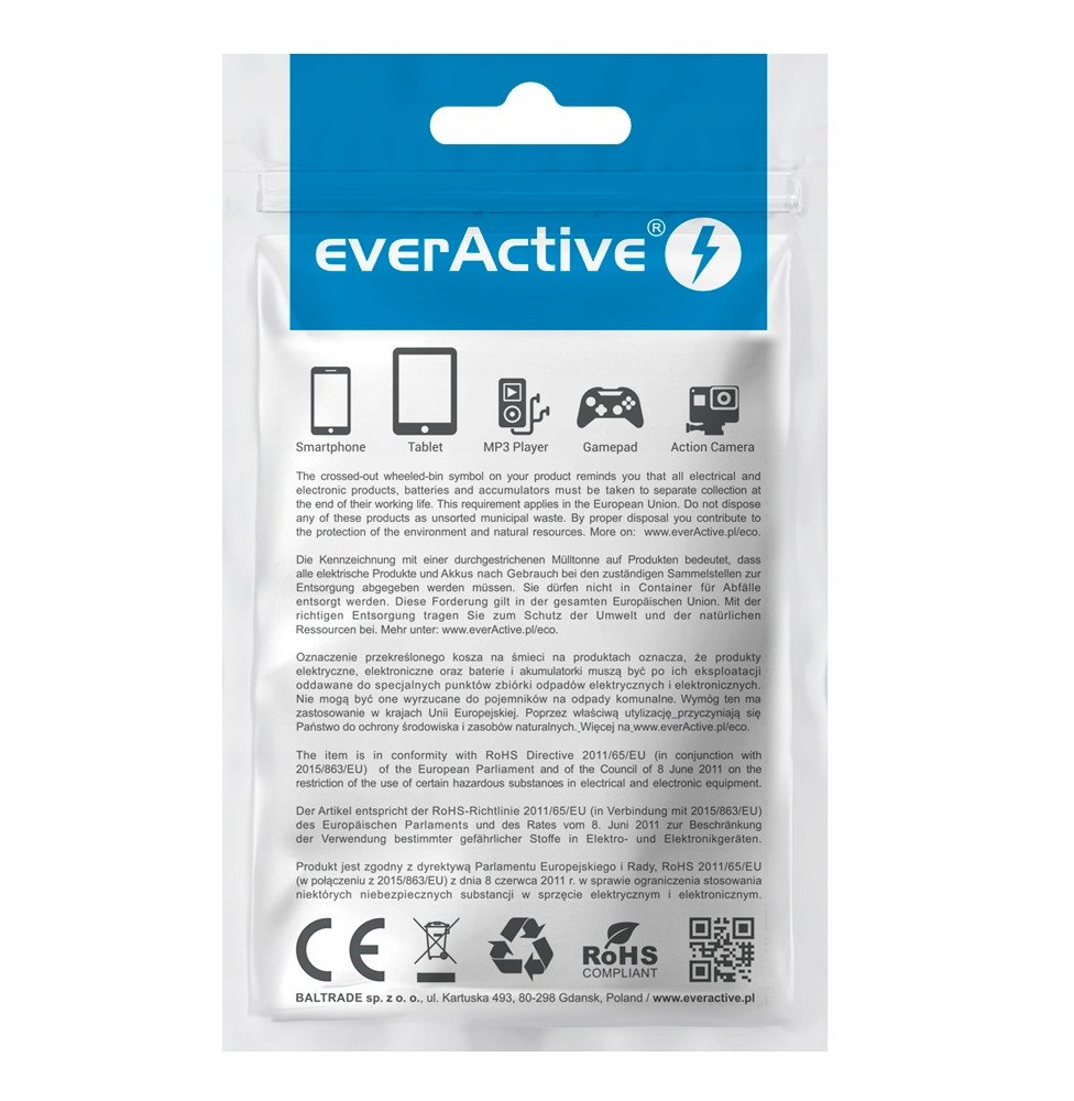 Adapter karikues everActive SC-220, 2x USB, 12W 2.4A, i bardhë