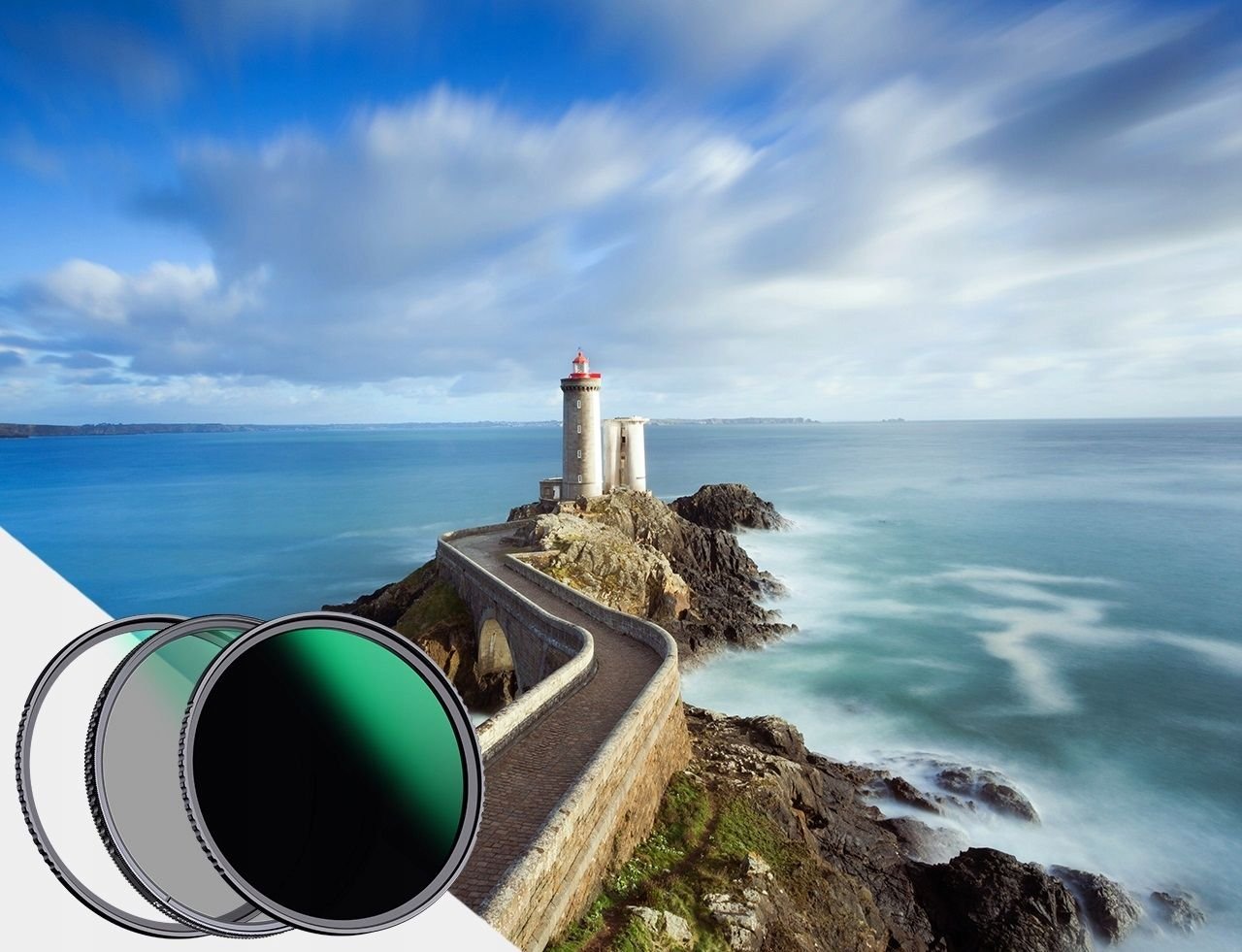 Set filtra fotografikë K&amp;F Concept Nano D, UV CPL ND1000 3 në 1, 67mm, me kapakë dhe kuti