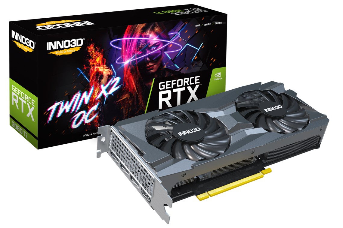 Kartelë grafike Inno3D GeForce RTX 3060 Ti Twin X2 OC LHR, 8GB GDDR6, e zezë