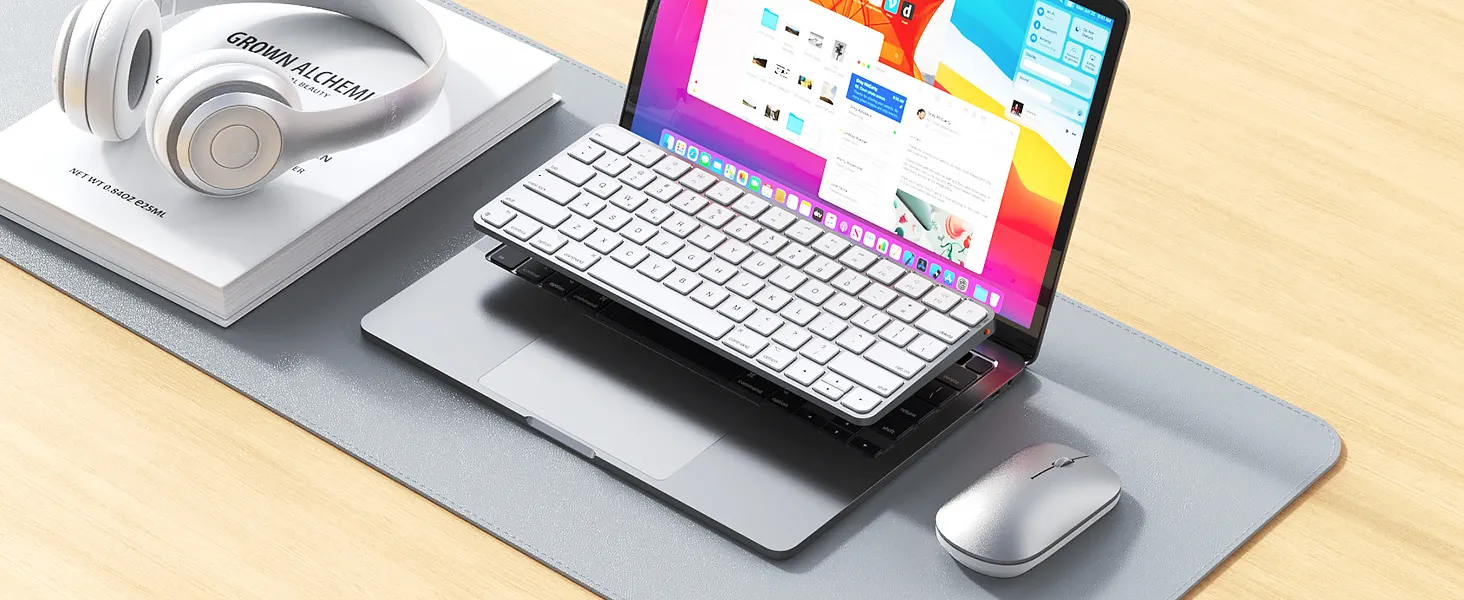 Tastierë Wireless Dual-Mode Meetion C210 (2.4GHz + Bluetooth) për Mac & Windows , White