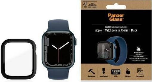 Mbrojtëse PanzerGlass Full Body për Apple Watch 7 45mm, kornizë dhe ekran, e zezë