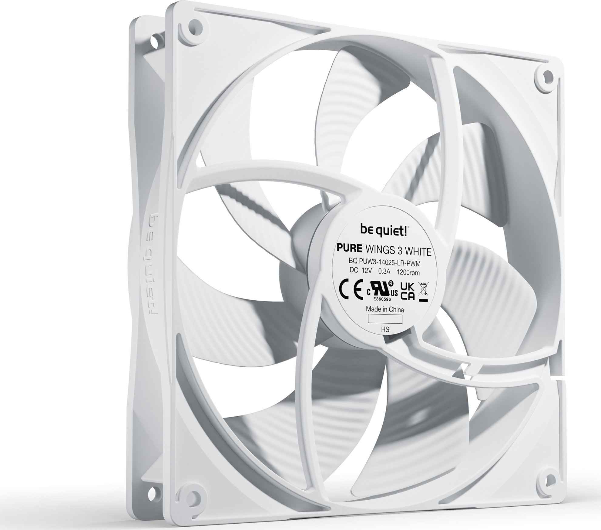Вентилатор за компјутер be quiet Pure Wings 3 BL112, 140mm, PWM, бел